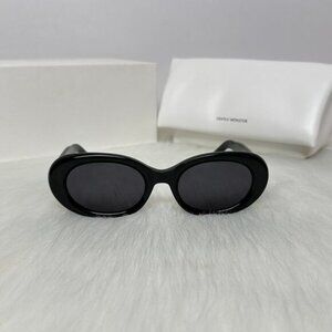 GENTLE MONSTER Black Elliptical Frame Riveted Sunglasses
